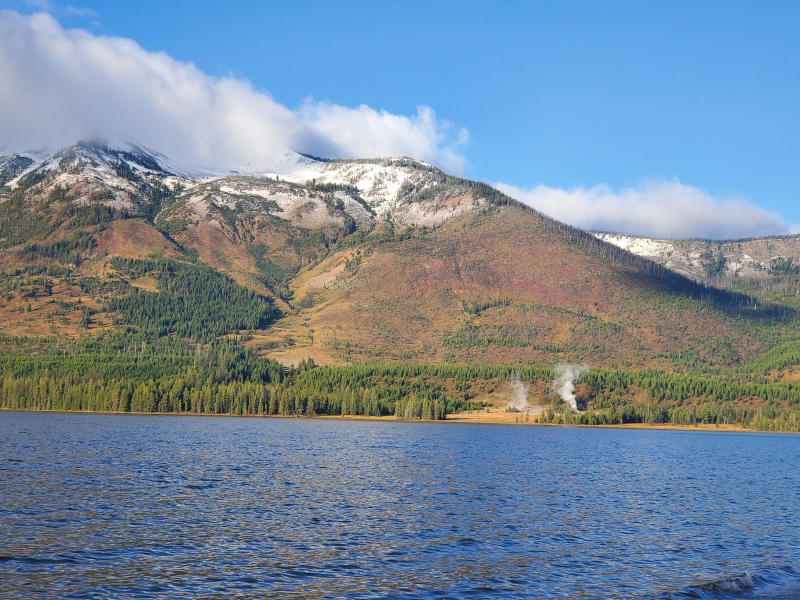 We saw Rustic Geyser erupting in the distance as we walked along the shoreline.