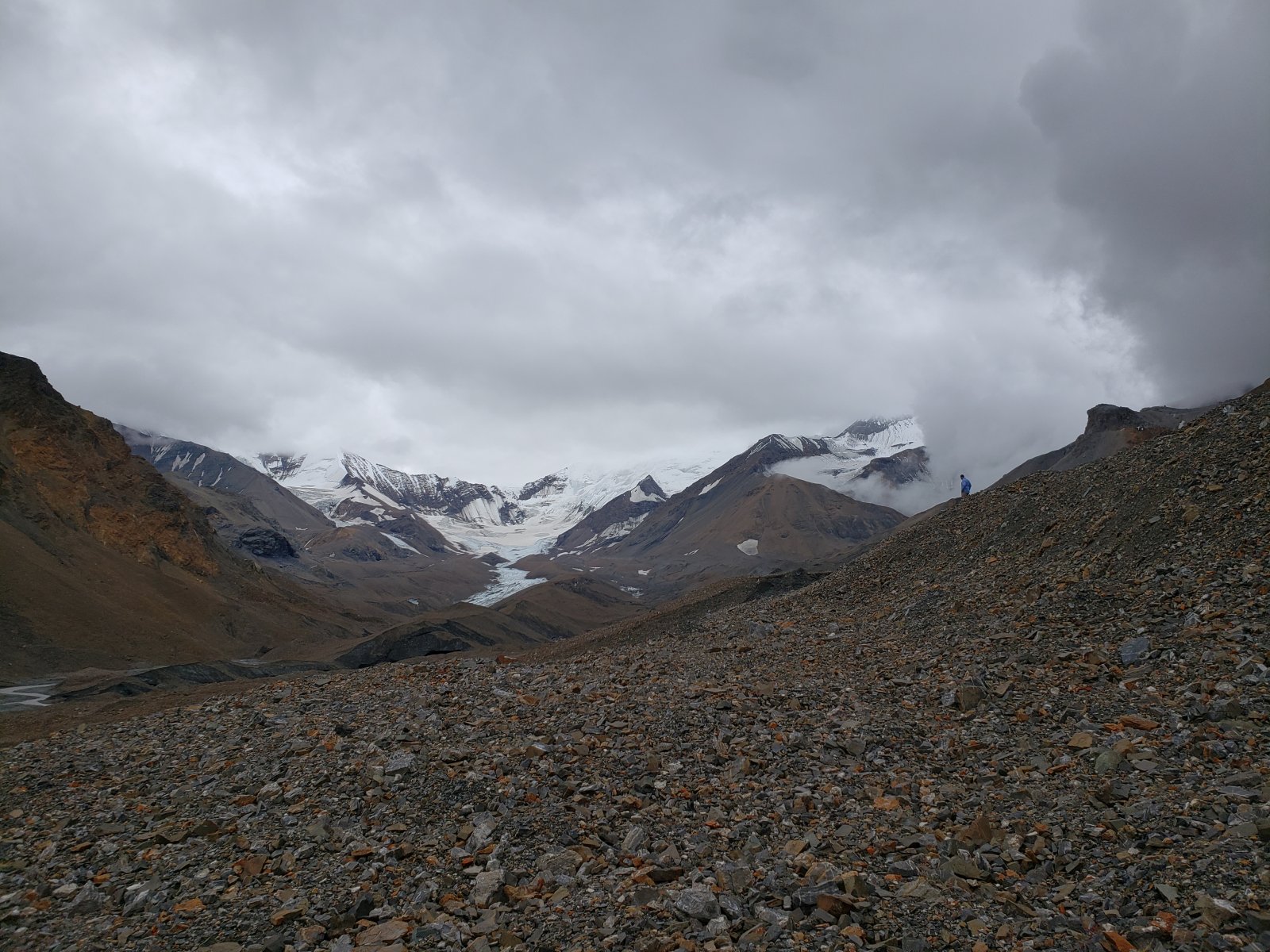 Scott Peak (8,828') was only intermittently visible, but dominated our 
view to the south. It was (and still is) a bit mind-boggling that Denali
 (20,310') is only ~30 miles away, but well over 10,000' higher in 
elevation.