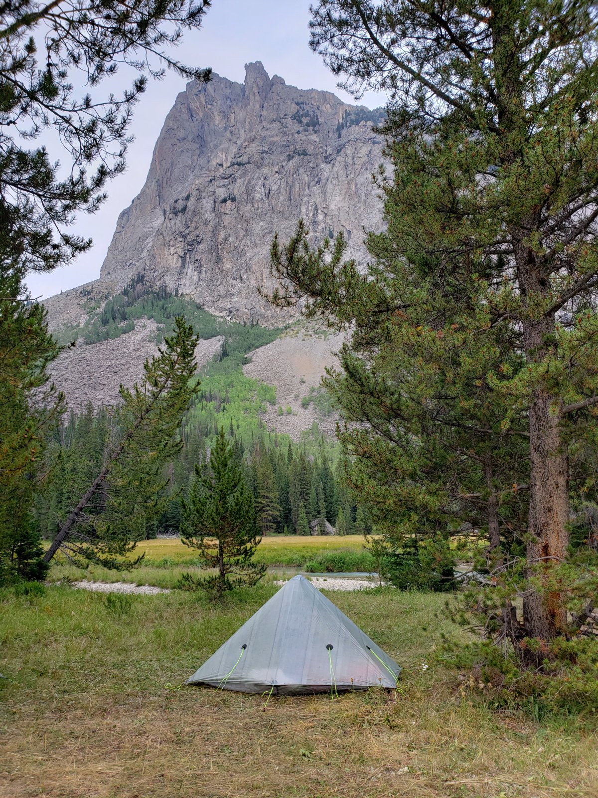 After eyeing a couple less than ideal spots, I found a*very*well 
worn site near the river. I'm kind of glad I didn't see any groups come 
by or I might have felt guilty taking it all to myself.