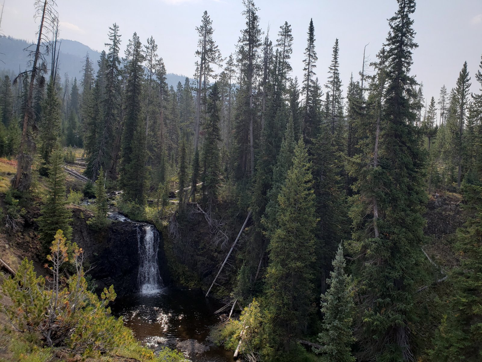 If you look extremely closely you can see our river otter friend in this
 picture, but I didn't even know he was there yet - I was just taking a 
picture of the waterfall.