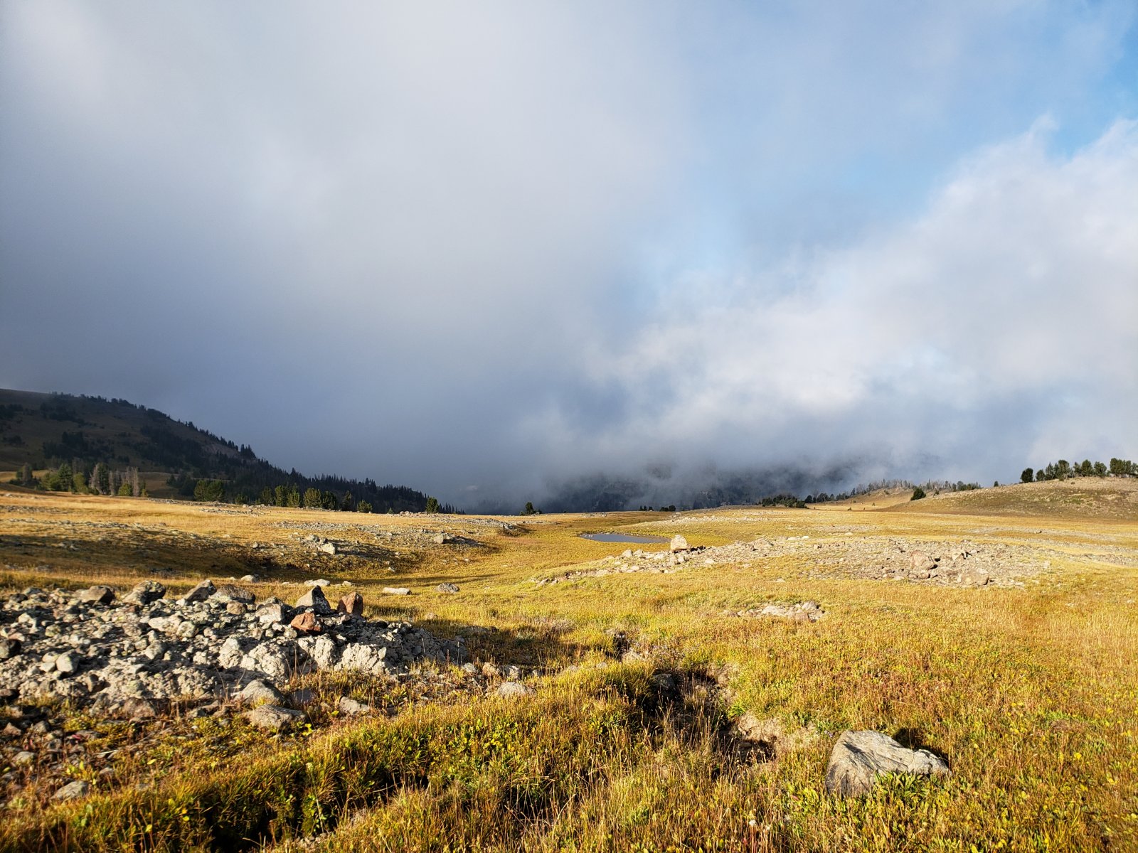 As we got closer to Brooks Lake, there were some pretty well-used 
unofficial trails running along the Divide and eventually down to 
Bonneville Pass.