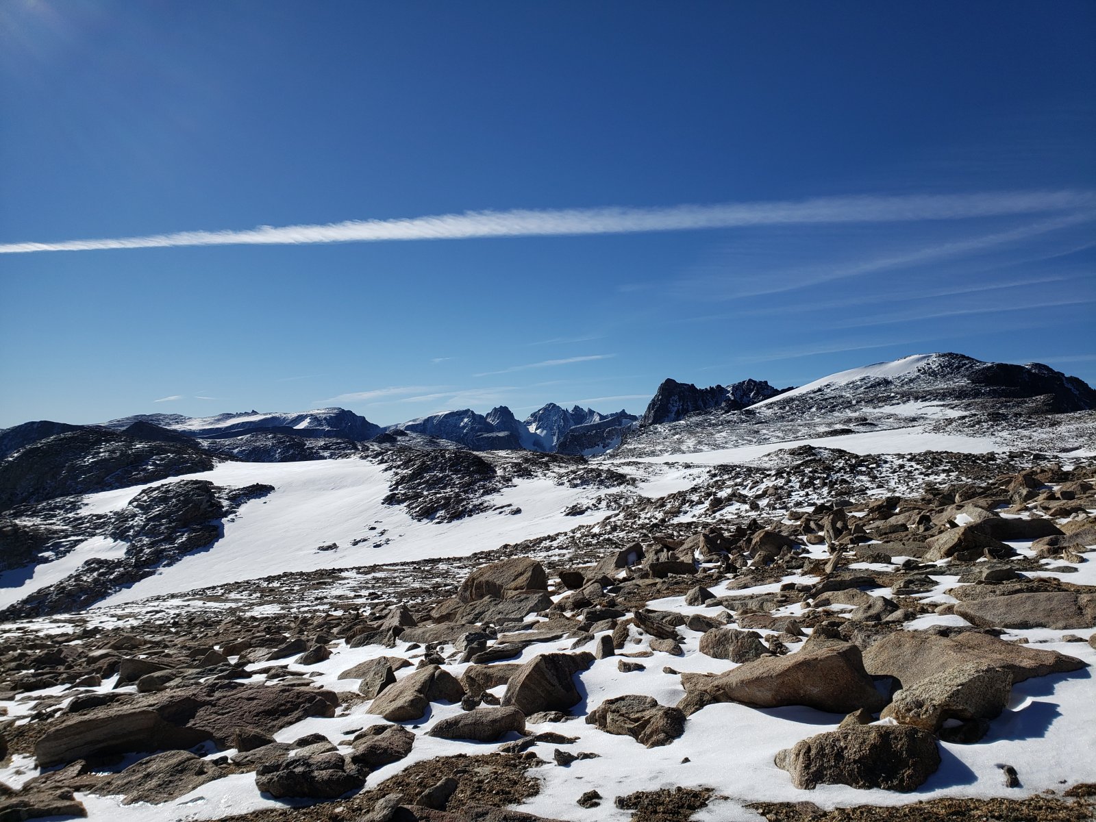My hiking partner setting off across Grasshopper Glacier.