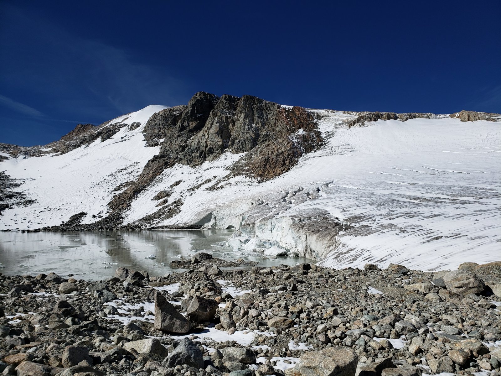 Approaching Gannett Glacier for the climb up to West Sentinel Pass.