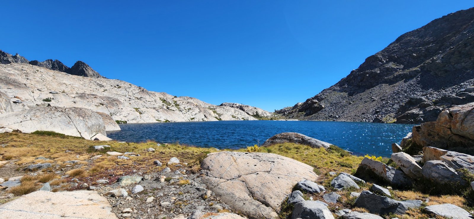 The upper of Twin Island Lakes - we would camp for the night on the opposite side.