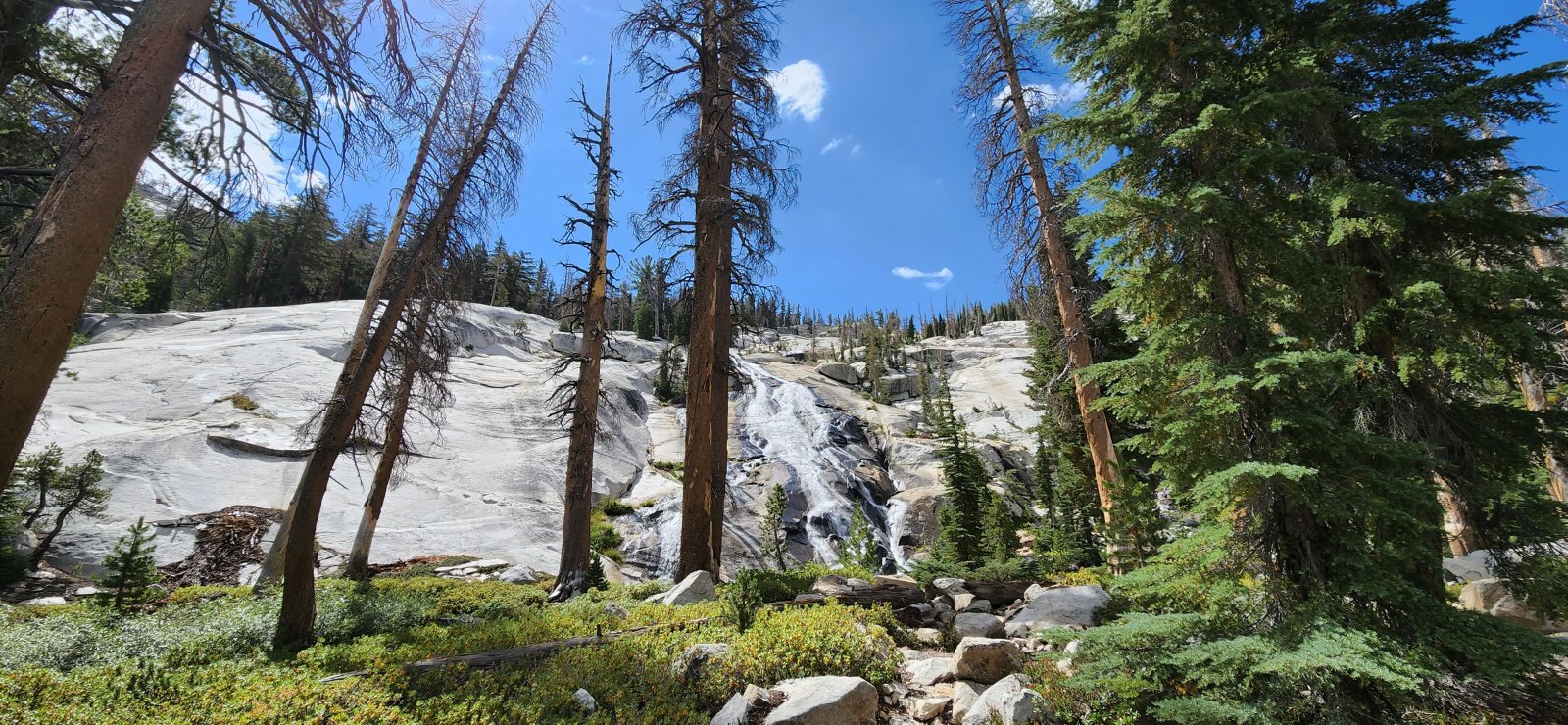 Large slab waterfalls abounded on our route today.