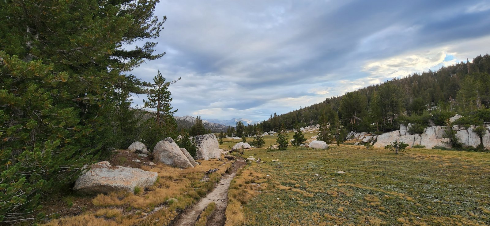 Looking down trail from near Tuolumne Pass.