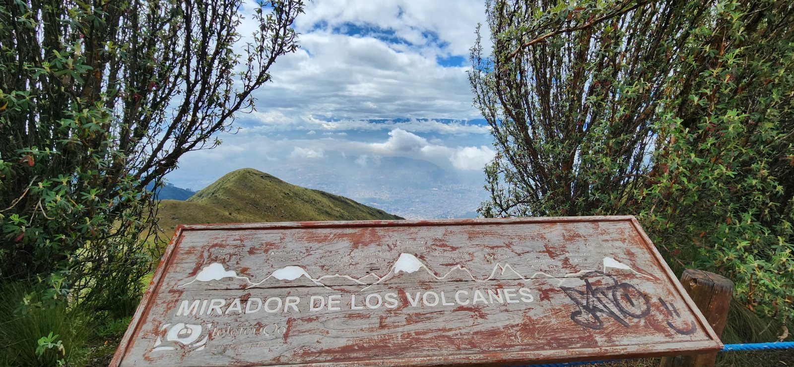 On a clear day you can see a number of glacier-capped volcanoes from the
 slopes of Rucu Pichincha at the top of the cable car. No such luck on 
our visit, but fantastic views nonetheless.
