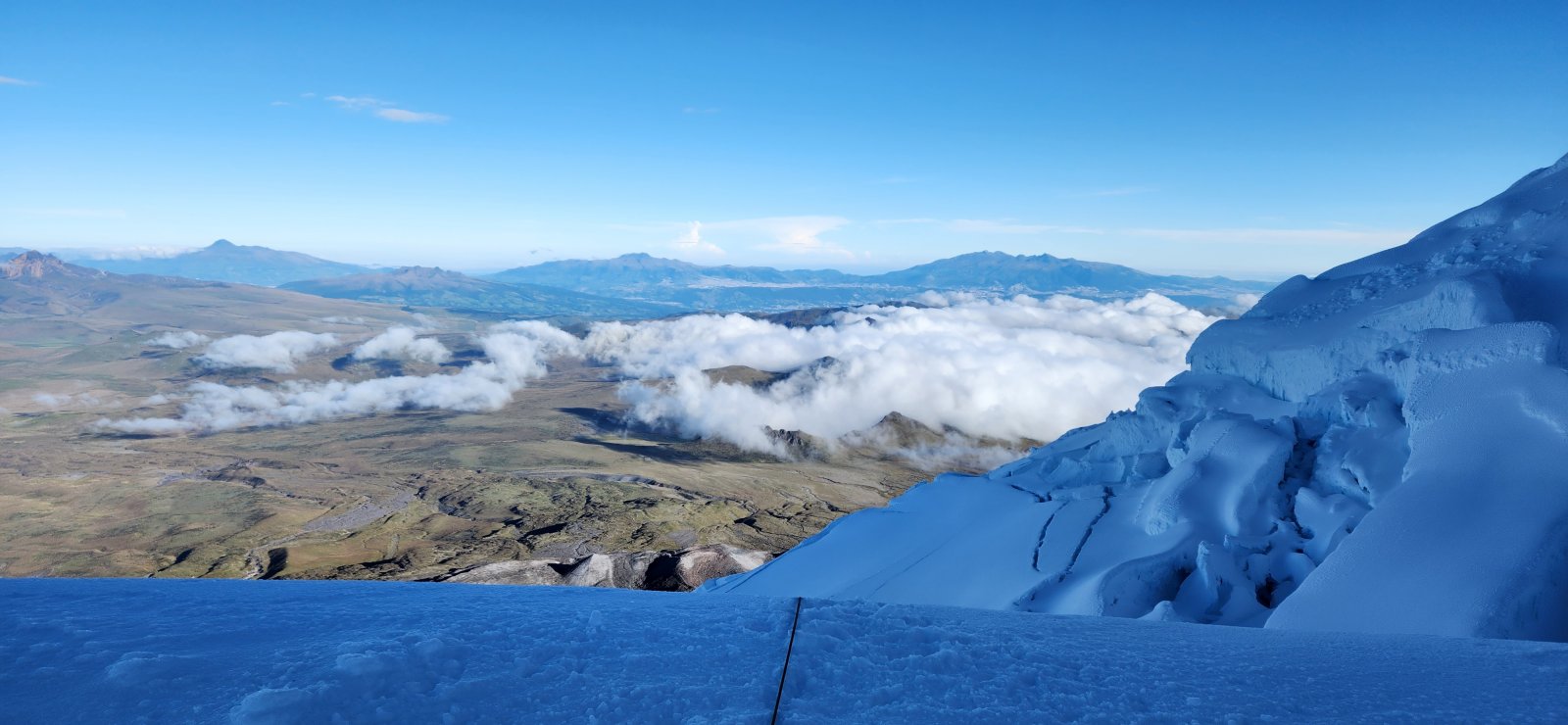 Looking down to base camp.