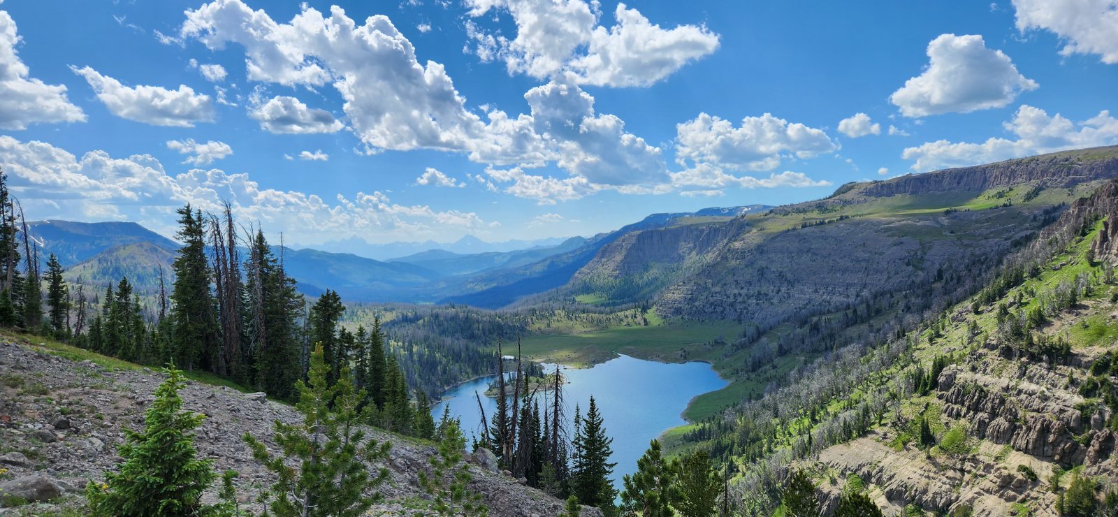 Crater Lake with the Tetons in the distance.