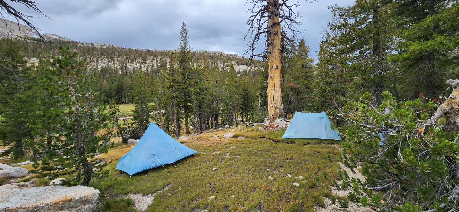 At the end of the day we cut off trail to head for Rafferty Creek - we 
camped just outside the Tuolumne Meadows 