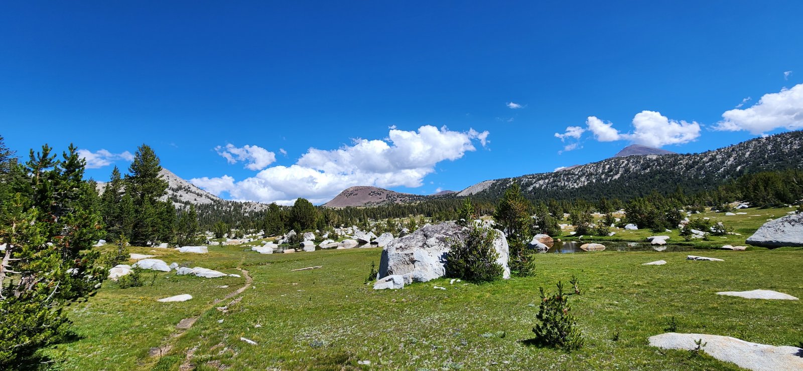 I really appreciated the Gaylor Lakes basin - the trail petered out 
shortly after this point. (No camping allowed in this basin.)