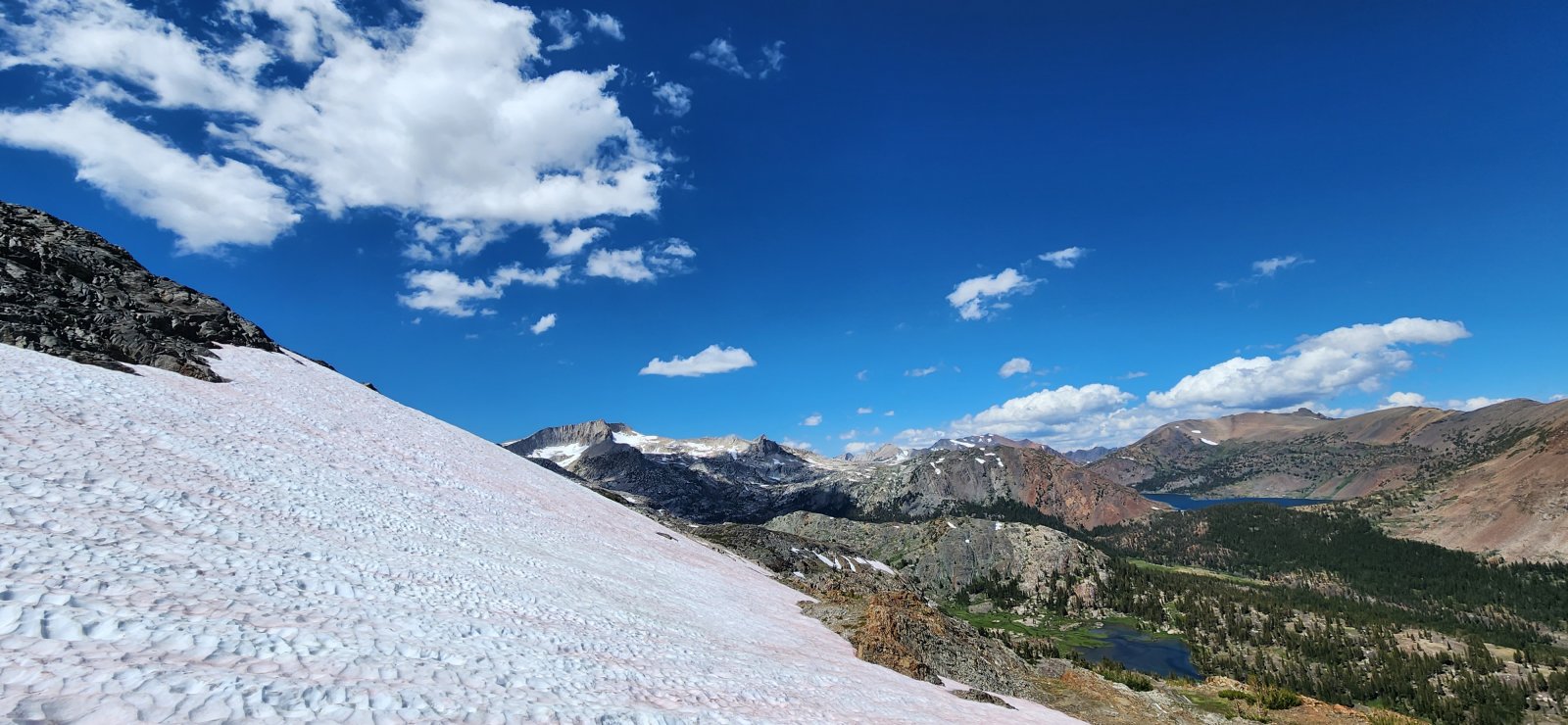 There was quite a bit more snow than anticipated on the north side of the mine - necessitated the spikes and ice axe again.