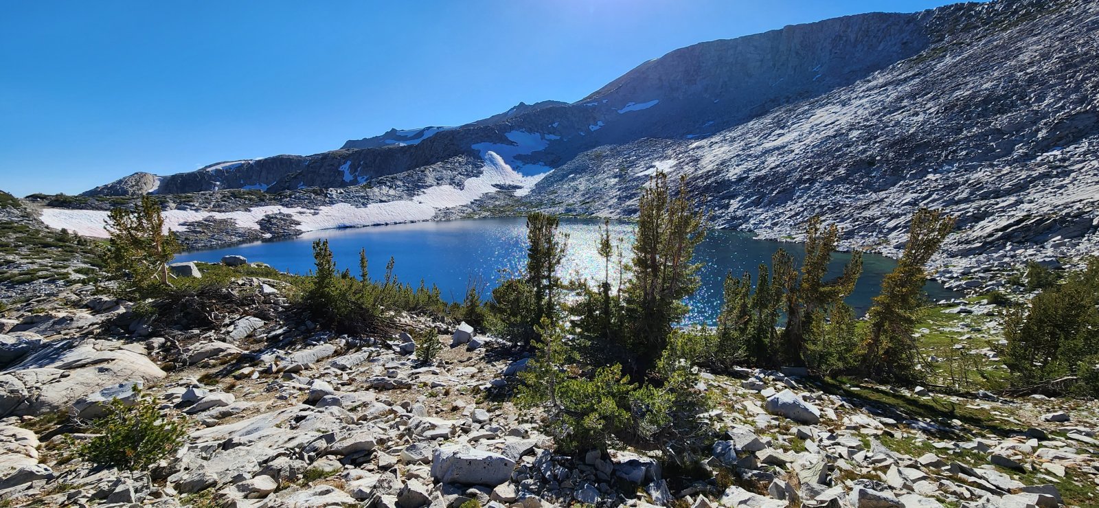 Soldier Lake. I considered stopping for the night, but I wanted to get a
 look at Stanton Pass so I continued another half mile or so and was 
rewarded with an excellent camp site.