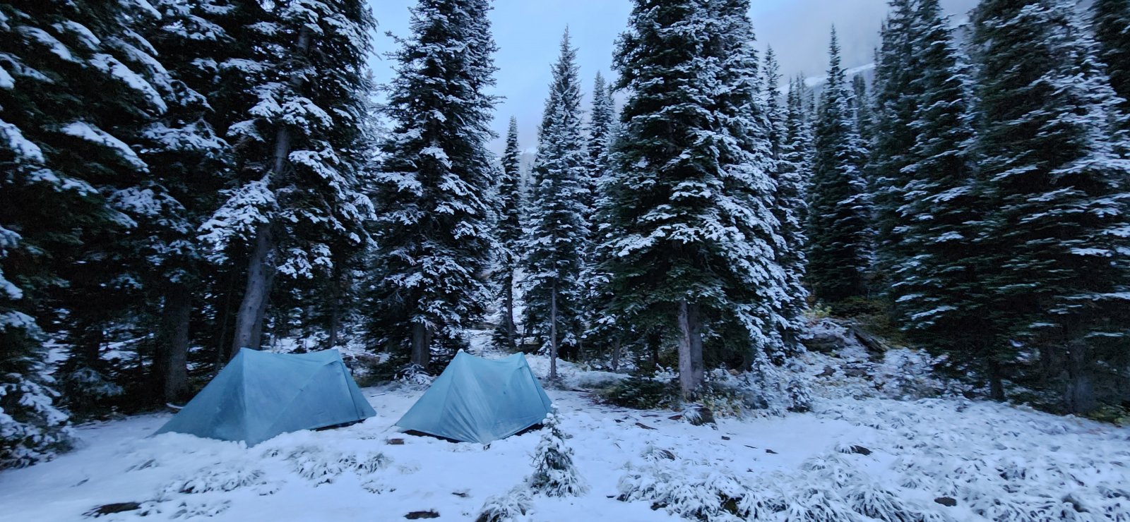 Day 4: Chinese Wall to Benchmark TH
Well, good morning. I got my snow. Only about 1.5", but beautiful!
