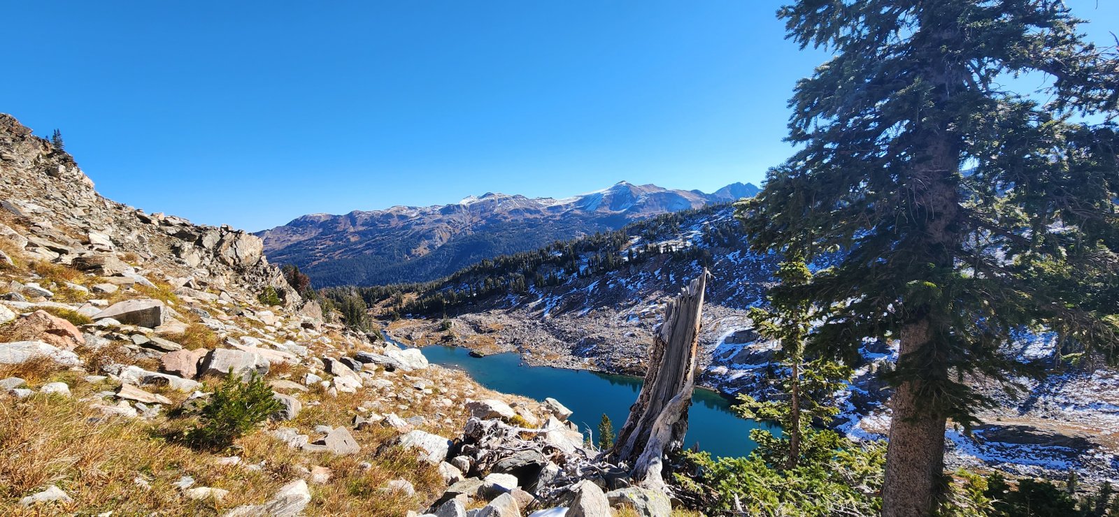 A look at the lower Glacier Lake as we make our way up to the Glacier Peak ridge.
