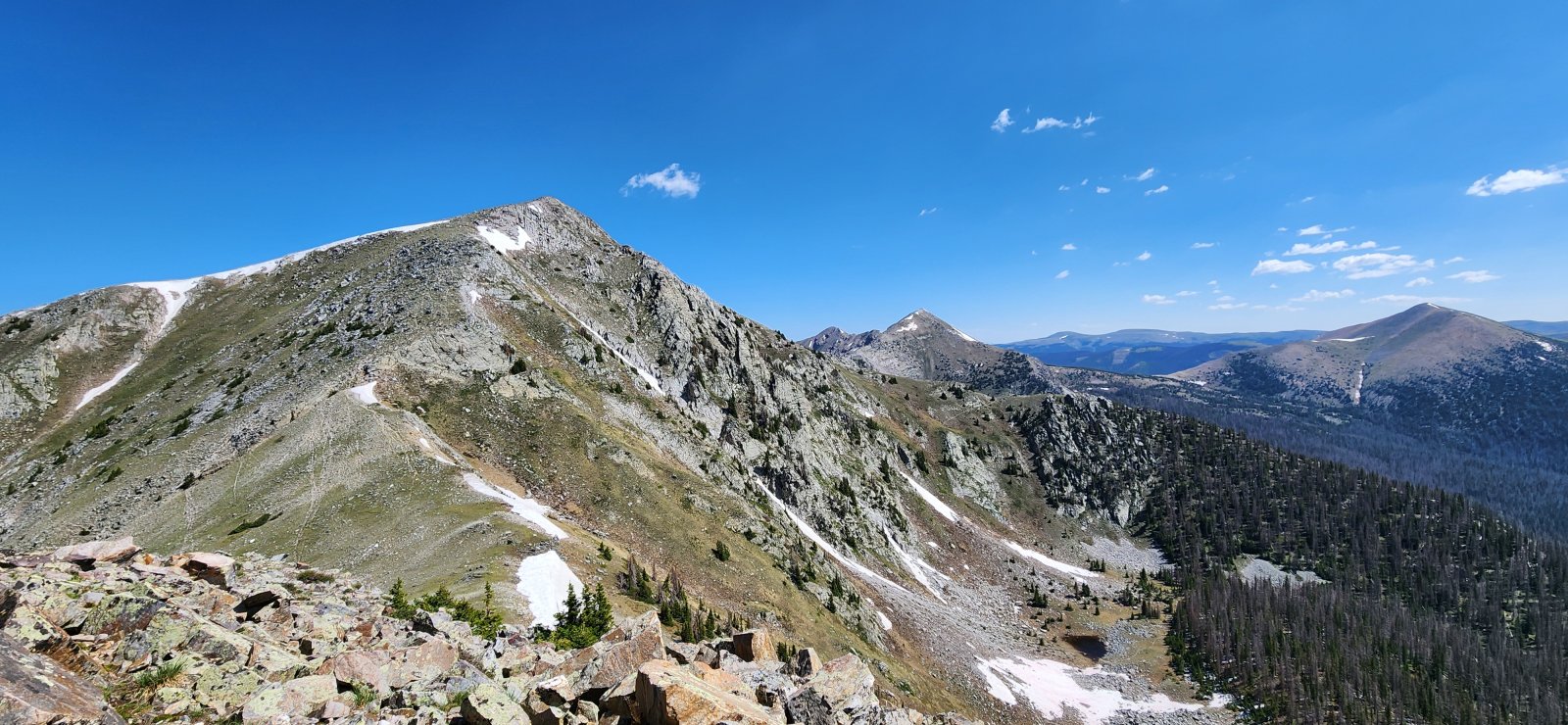 Ridge looking towards our first 'high point' of the day (South) Truchas Peak - and North Truchas Peak in the distance.