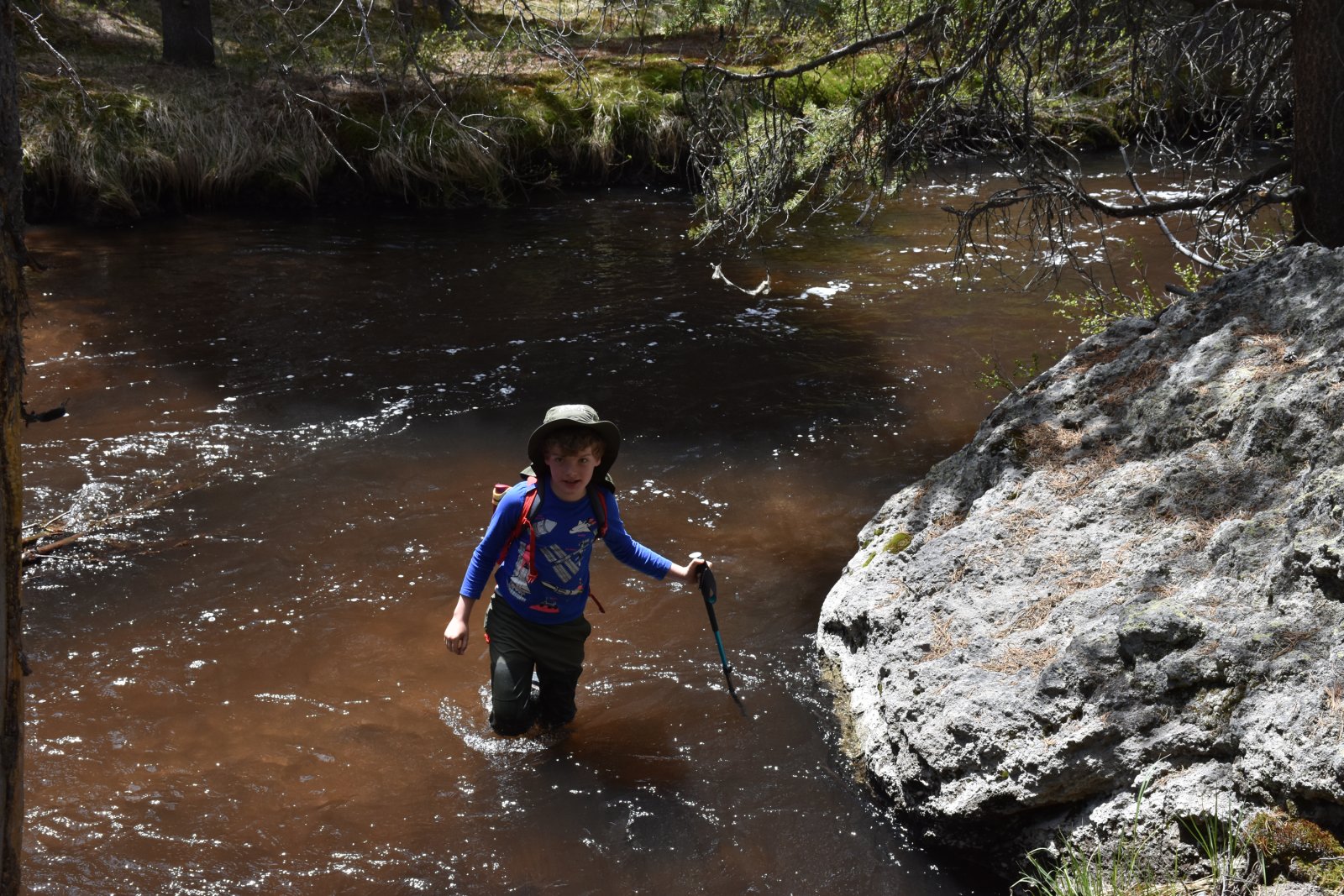 My oldest handling the second (of two) Sour Creek crossings like a champ.