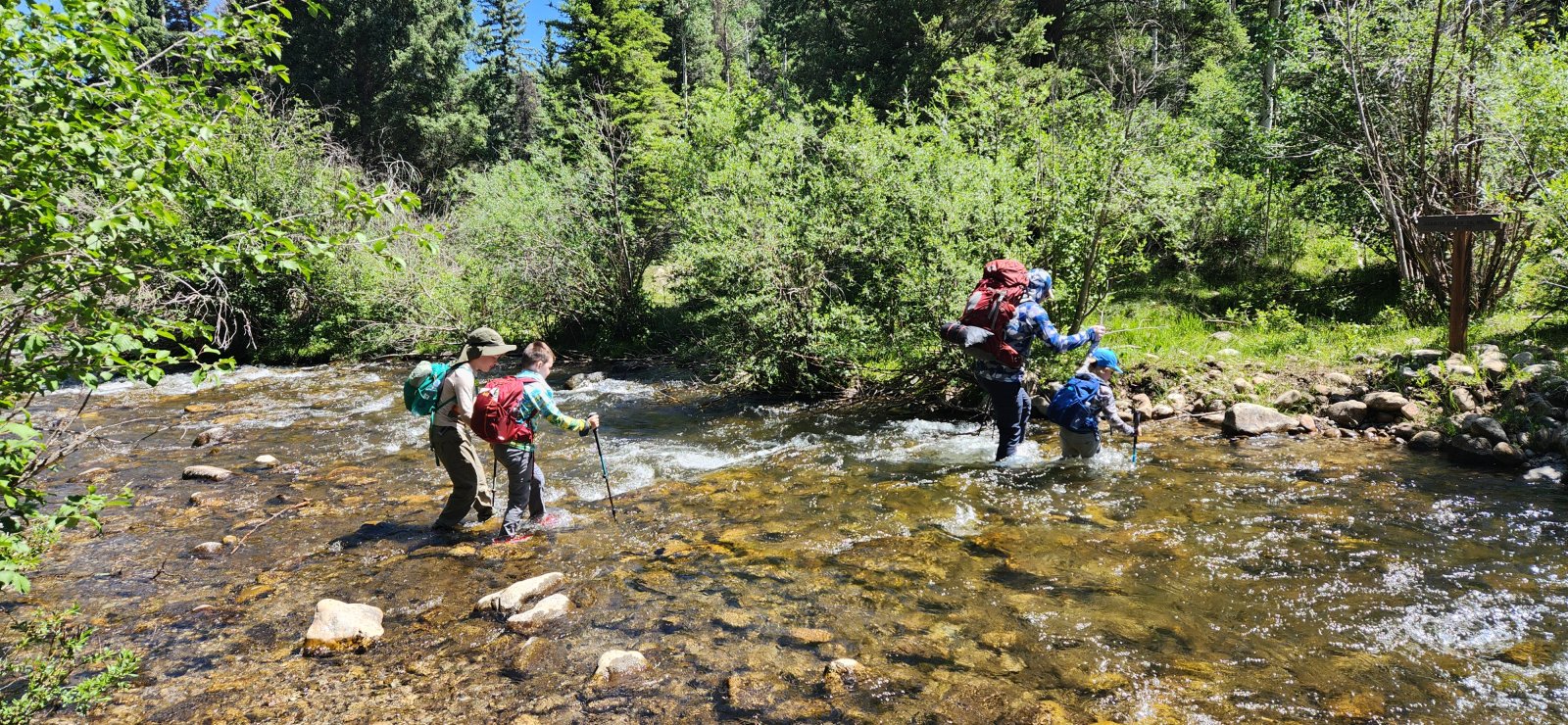 Almost immediately found ourselves crossing the Rio Santa Barbara - an exciting event for everyone.