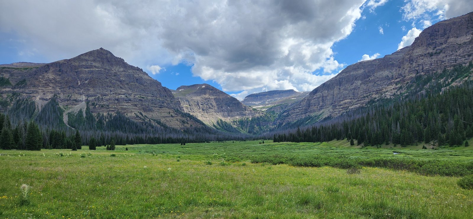 Our first, distant look at the Hidden Creek falls.