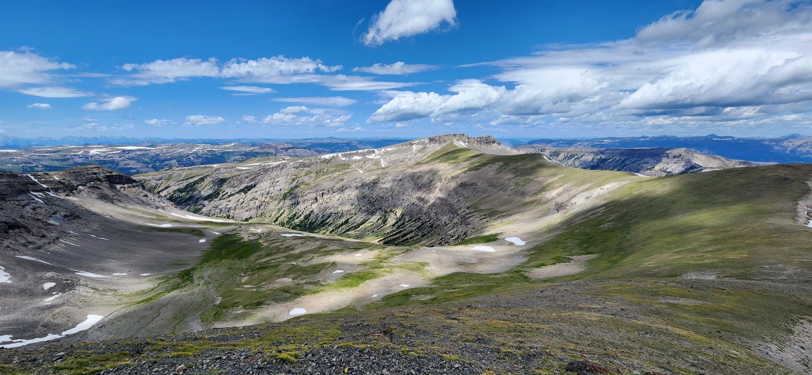 Headwaters of Castle Creek. The ridgeline leading to the Thorofare Plateau on the right.