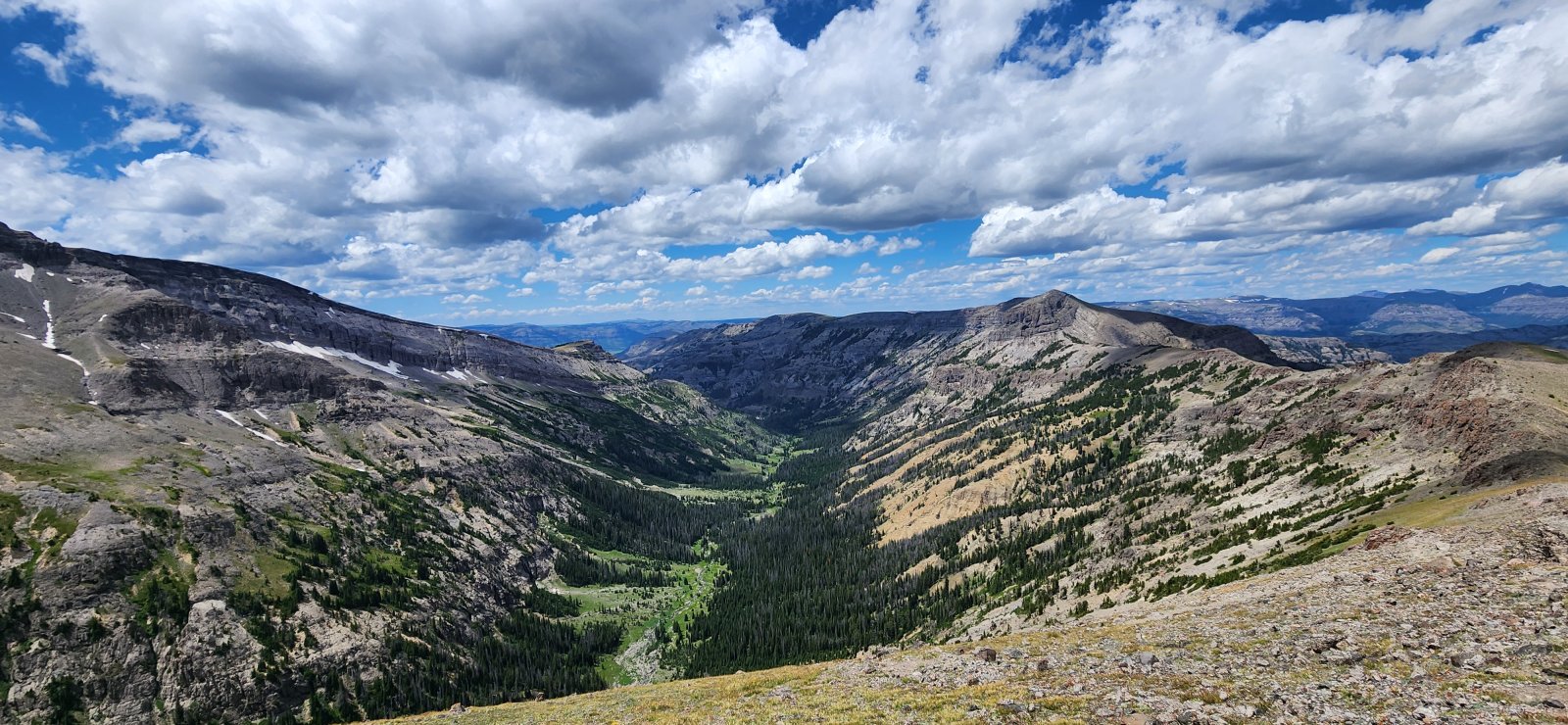 Headwaters of Castle Creek. The ridgeline leading to the Thorofare Plateau on the right.