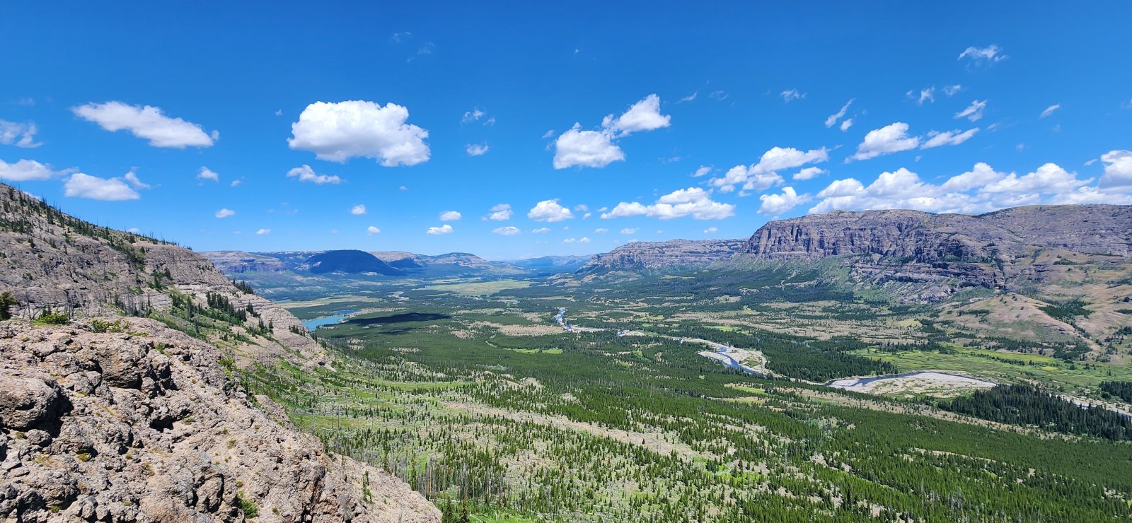 Confluence of Thorofare Creek and the Yellowstone River - and a little 
bit of Bridger Lake - from near Point 9246 below Hawk's Rest.
