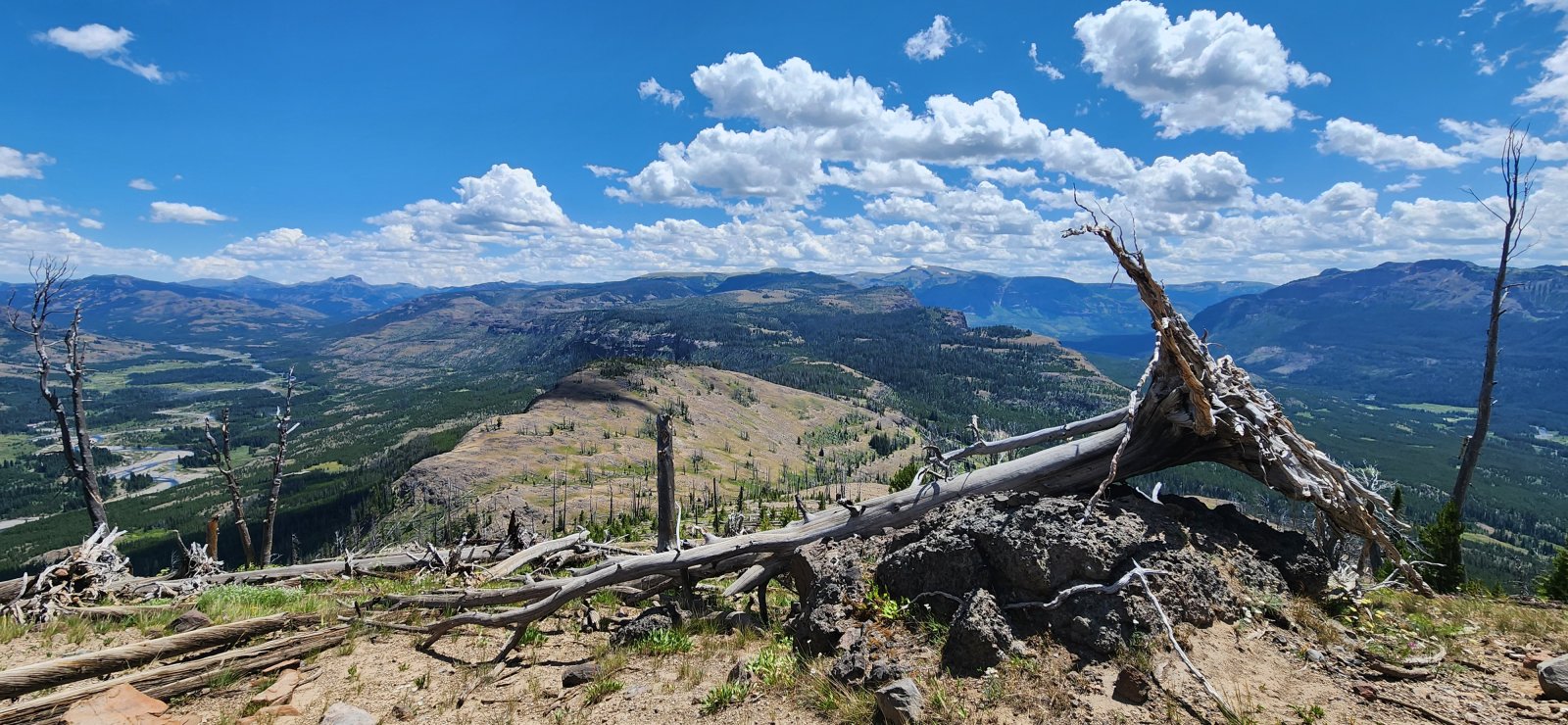 Looking back on the day's route as I head up Hawk's Rest.