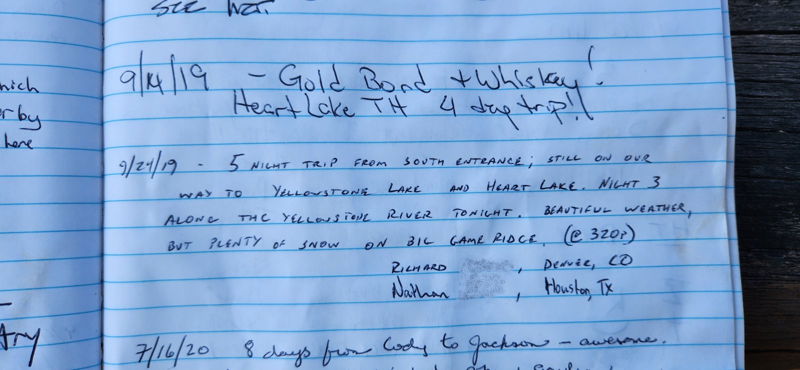 Cool to see our logbook entry from 2019. The current log goes back to 2012.