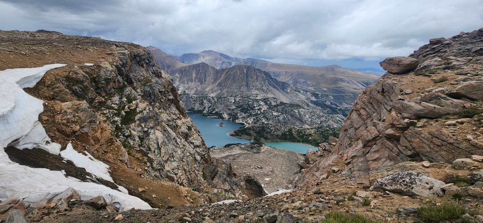 Looking down at Glacier Lake and Little Glacier Lake.