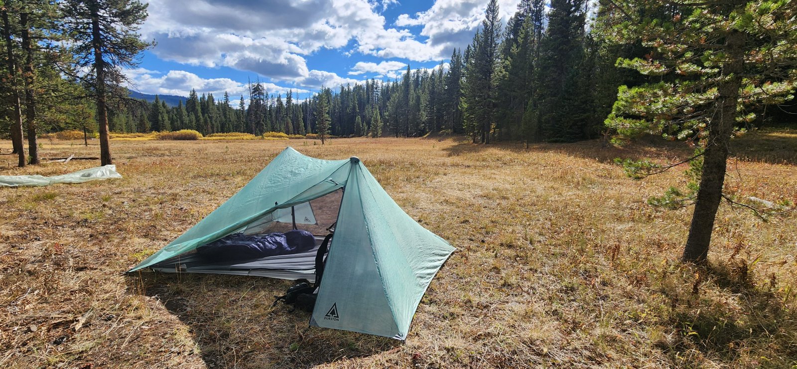We stopped and chatted briefly with some Montana FWP folks that were 
staying at the Forest Service cabin on Buffalo Creek before setting up 
camp in a clearing nearby for the evening.