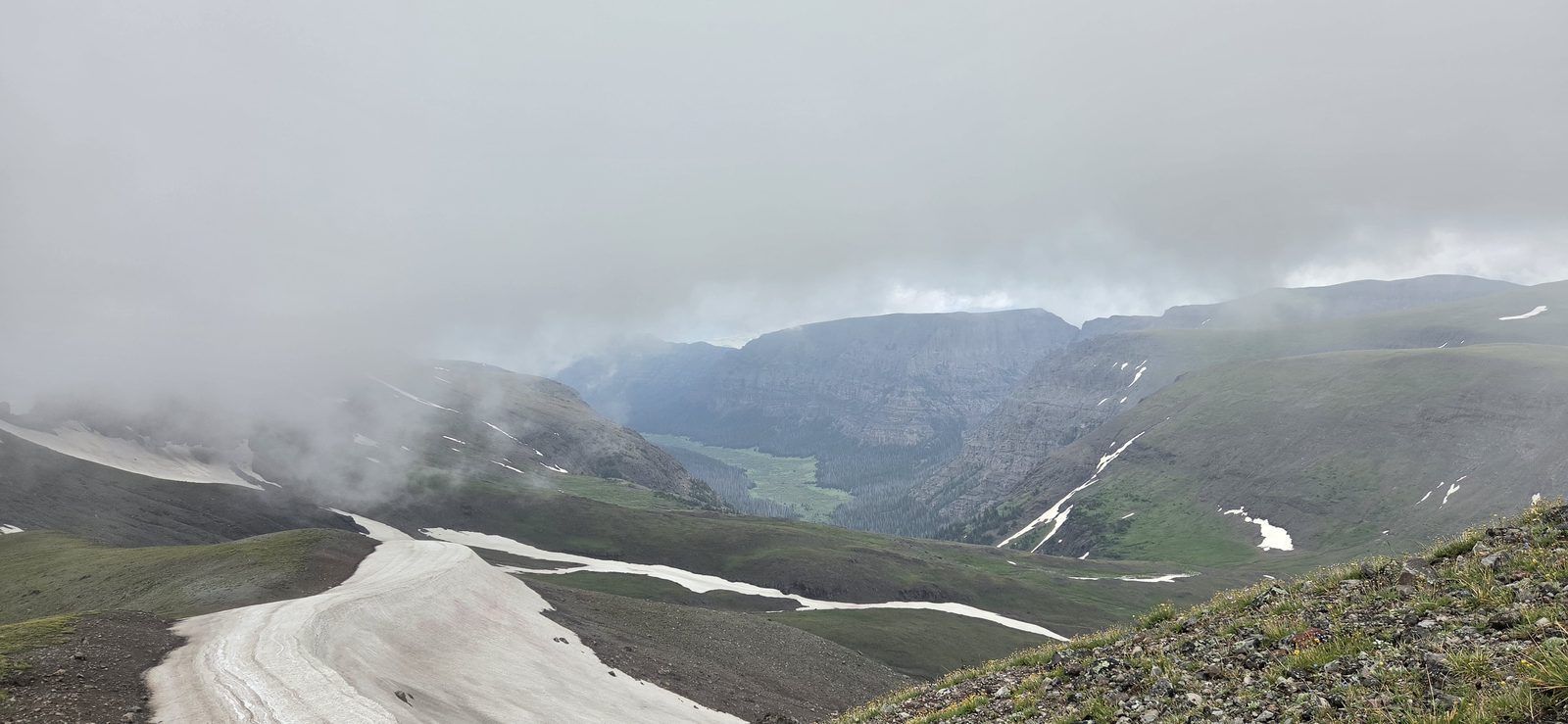 Walked a bit of last year's route - the clouds were even nice enough to give me a look down Hidden Creek.