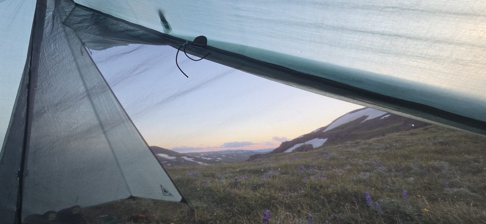 A pleasant sunset from my tent after a long day on my feet.