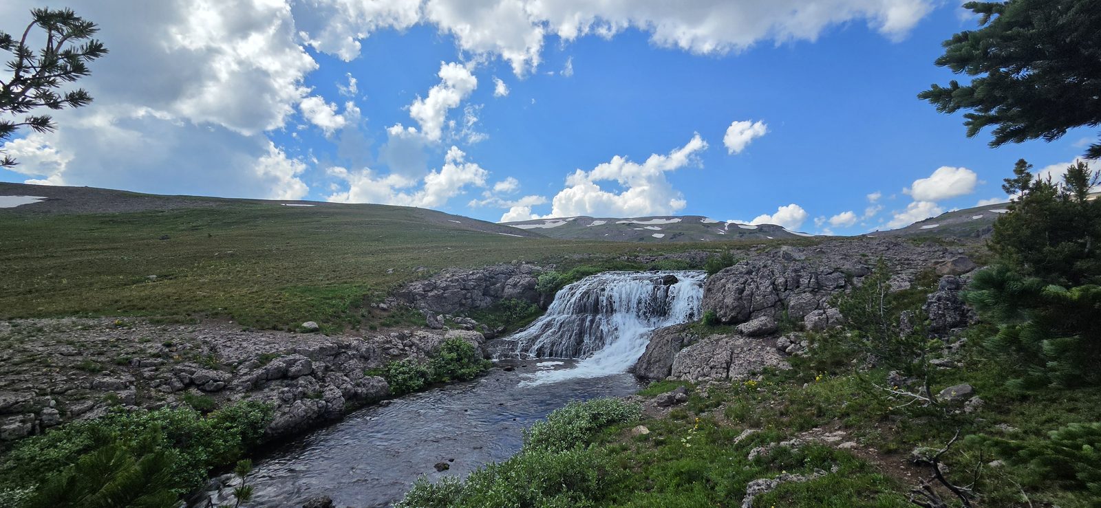 I spent some time exploring the waterfalls on the Ferry Lake outlet. The upper falls.