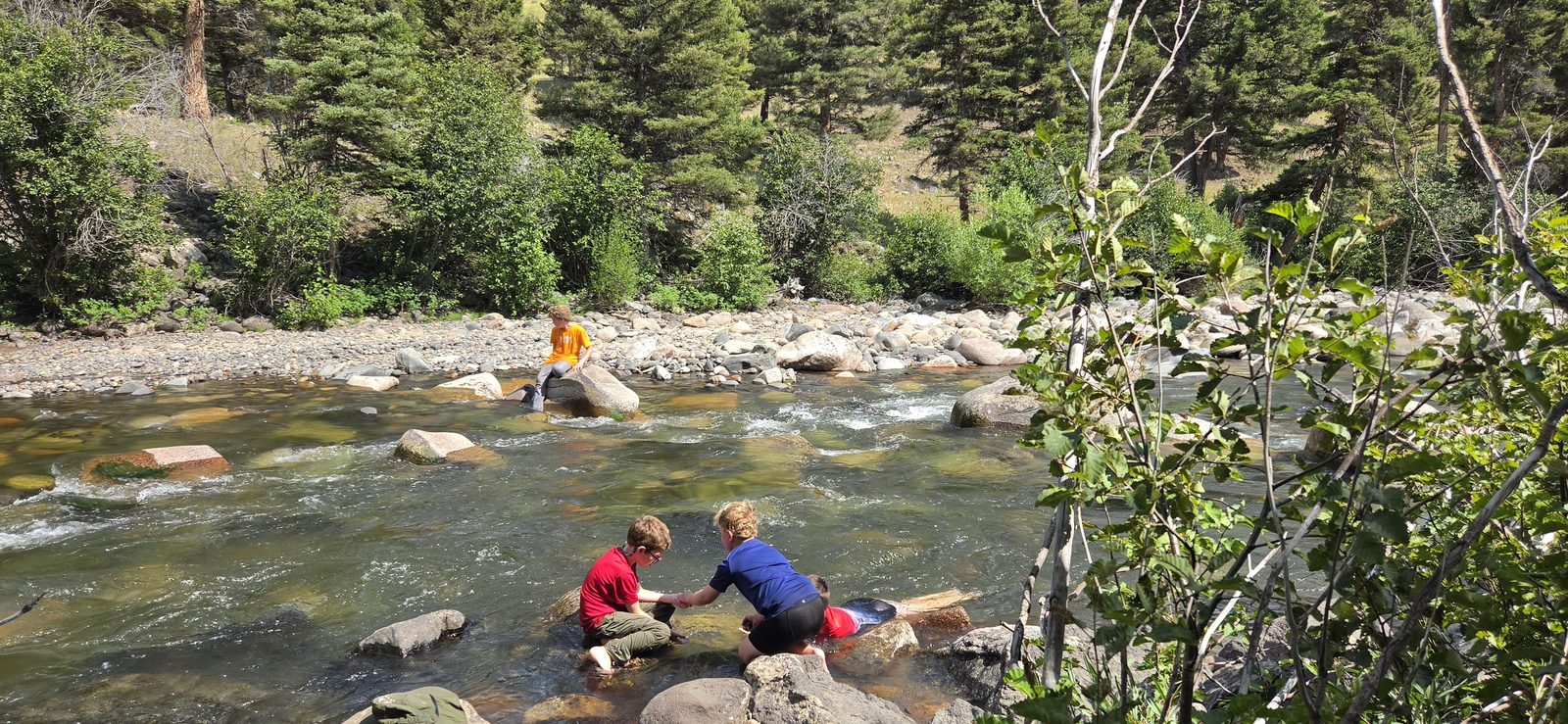 We all got in the creek (to varying degrees) before setting up our tents.